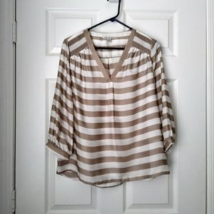 Beige and white stripe blouse